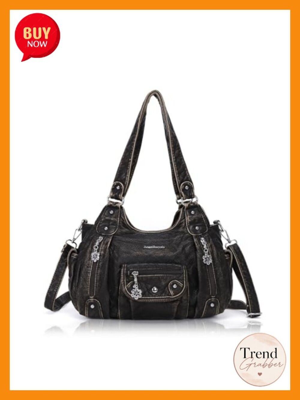 Soft PU Leather Hobo Shoulder Bag Crossbody Purse with Pockets